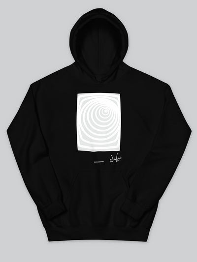 Felpa da uomo - donna con cappuccio, tasca a marsupio, a maniche lunghe. Hoodie in versione nera con stampa colorata personalizzata incentrata sull’essenza, significato, personalità, psicologia, e proprietà del colore bianco, sugli stimoli prodotti a livello emotivo ed energetico vibrazionale.