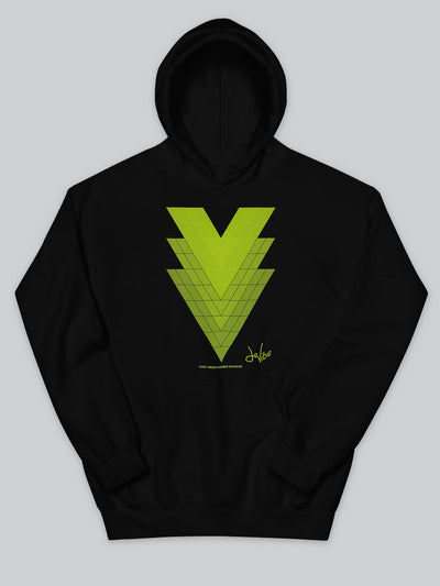 Felpa da uomo - donna con cappuccio, tasca a marsupio, a maniche lunghe. Hoodie in versione nera con stampa colorata personalizzata incentrata sull’essenza, significato, personalità, psicologia, e proprietà del colore verde oliva, sugli stimoli prodotti a livello emotivo ed energetico vibrazionale.