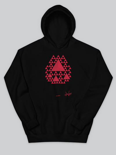 Felpa da uomo - donna con cappuccio, tasca a marsupio, a maniche lunghe. Hoodie in versione nera con stampa colorata personalizzata incentrata sull’essenza, significato, personalità, psicologia, e proprietà del colore rosso, sugli stimoli prodotti a livello emotivo ed energetico vibrazionale.