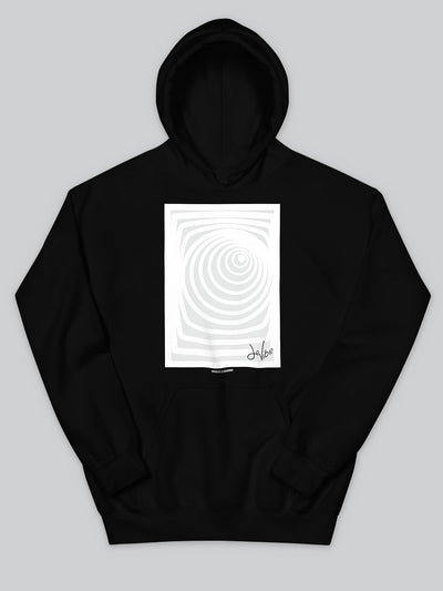 Felpa da uomo - donna con cappuccio, tasca a marsupio, a maniche lunghe. Hoodie in versione nera con stampa colorata personalizzata incentrata sull’essenza, significato, personalità, psicologia, e proprietà del colore bianco, sugli stimoli prodotti a livello emotivo ed energetico vibrazionale.